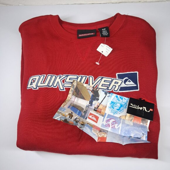 NWT's VTG Quiksilver Men's Small Red Long Sleeve Shirt Pull Over 90’s Skateboard - Picture 7 of 12